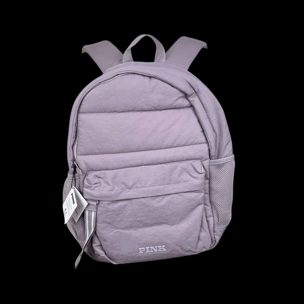 NWT PINK Victoria's Secret Quilted Spring Violet Puffer School Backpack Laptop